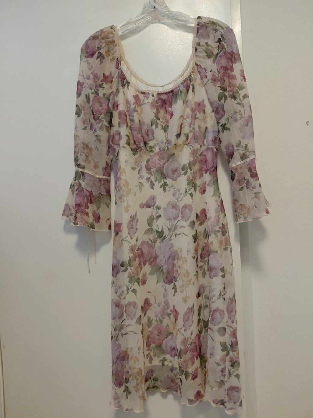 Next Up Vintage Floral Midi Dress Cottagecore 90s Regency Fairy Size 13 Purple